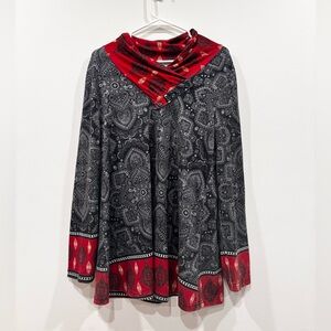 Azalea by Firmiana | Large Paisley Patterned Tunic Top | Red and Black